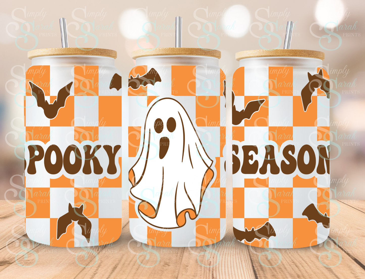 Spooky Season Orange Checkered