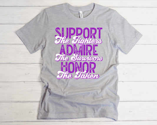 Support Admire Honor Purple